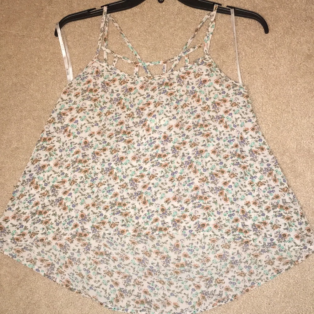 Strappy floral tank top